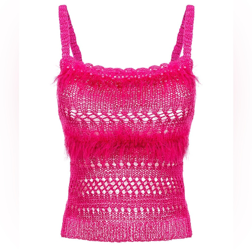 Andreeva handmade knit pink tank top size small